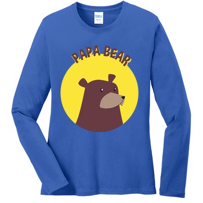 Papa Bear Protective Loving Strong Caring Warm Daddy Gift Ladies Long Sleeve Shirt