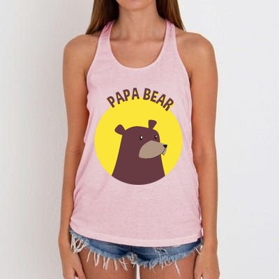 Papa Bear Protective Loving Strong Caring Warm Daddy Gift Women's Knotted Racerback Tank