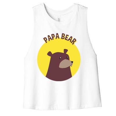 Papa Bear Protective Loving Strong Caring Warm Daddy Gift Women's Racerback Cropped Tank