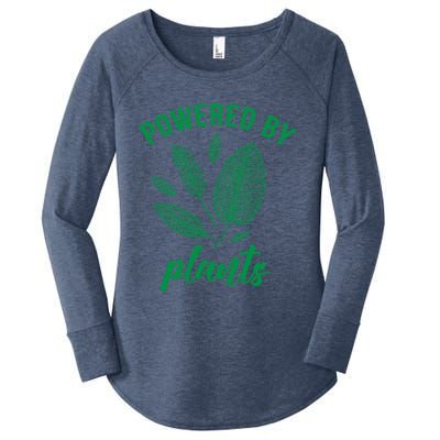 Powered By Plants Vegan Vegetarian Plantgreat Giftbased Gift Women's Perfect Tri Tunic Long Sleeve Shirt