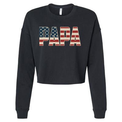 Papa Bold Patriotic American Flag Father’s Day Cropped Pullover Crew