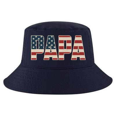Papa Bold Patriotic American Flag Father’s Day Cool Comfort Performance Bucket Hat