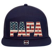 Papa Bold Patriotic American Flag Father’s Day 7 Panel Mesh Trucker Snapback Hat