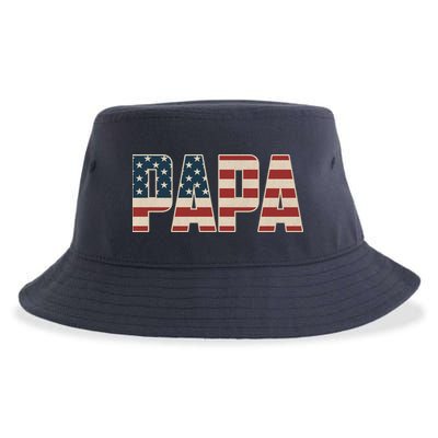 Papa Bold Patriotic American Flag Father’s Day Sustainable Bucket Hat