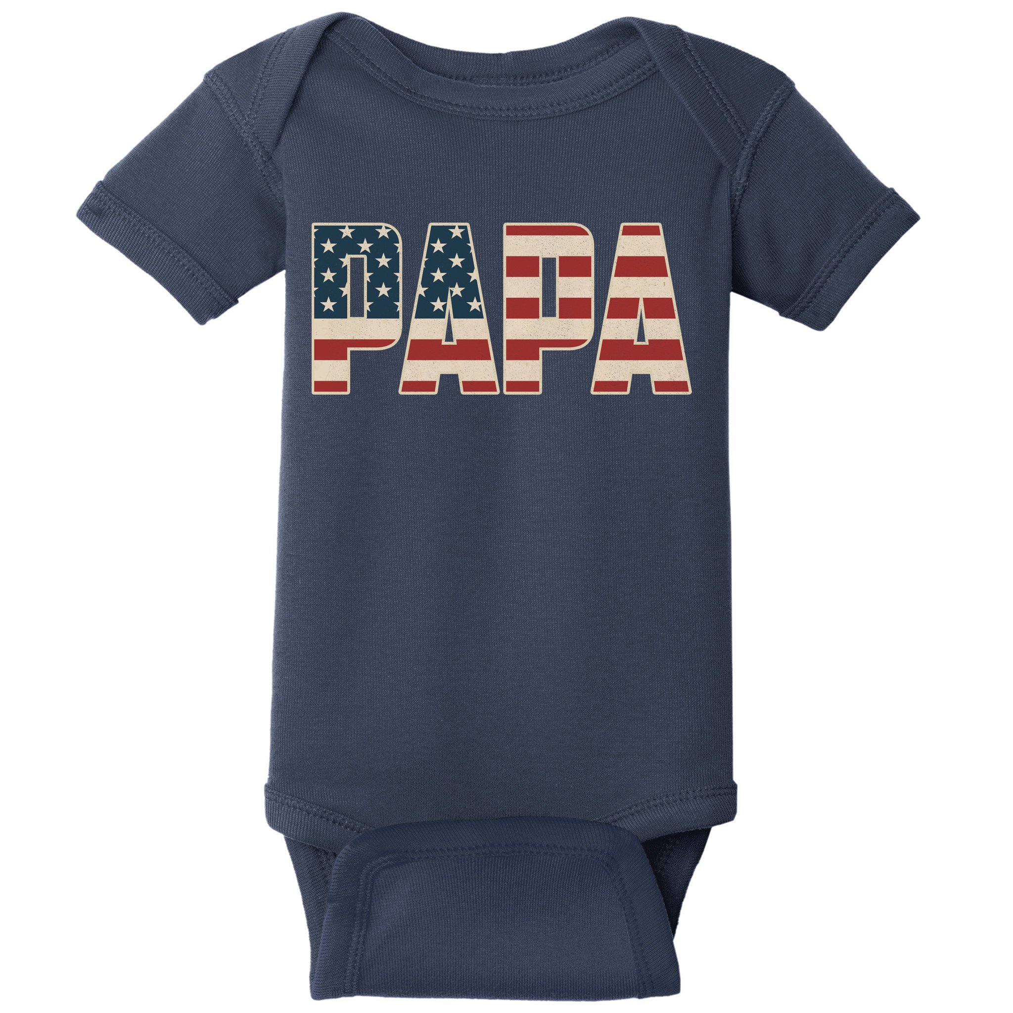 Papa Bold Patriotic American Flag Father’s Day Baby Bodysuit