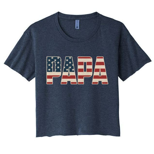 Papa Bold Patriotic American Flag Father’s Day Crop Top