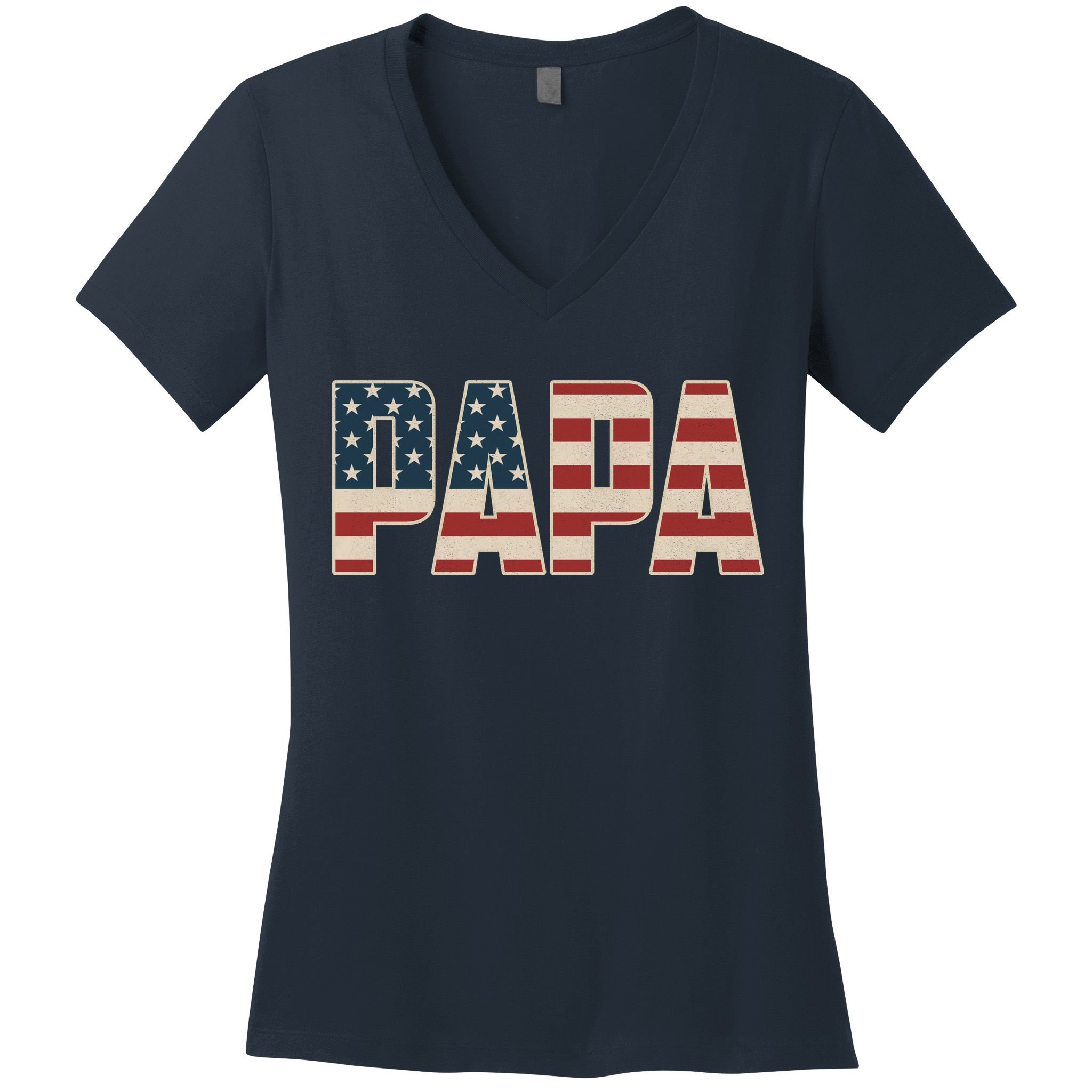 Papa Bold Patriotic American Flag Father’s Day Women's V-Neck T-Shirt