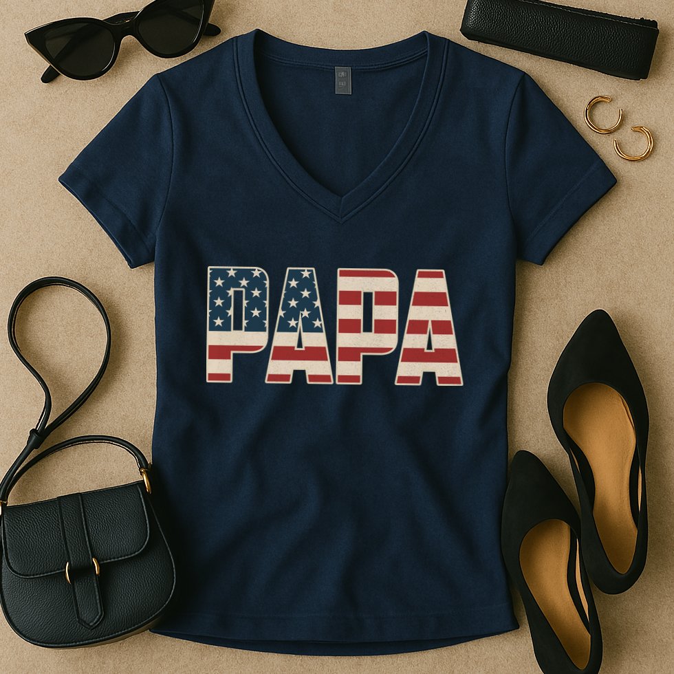 Papa Bold Patriotic American Flag Father’s Day Women's V-Neck T-Shirt