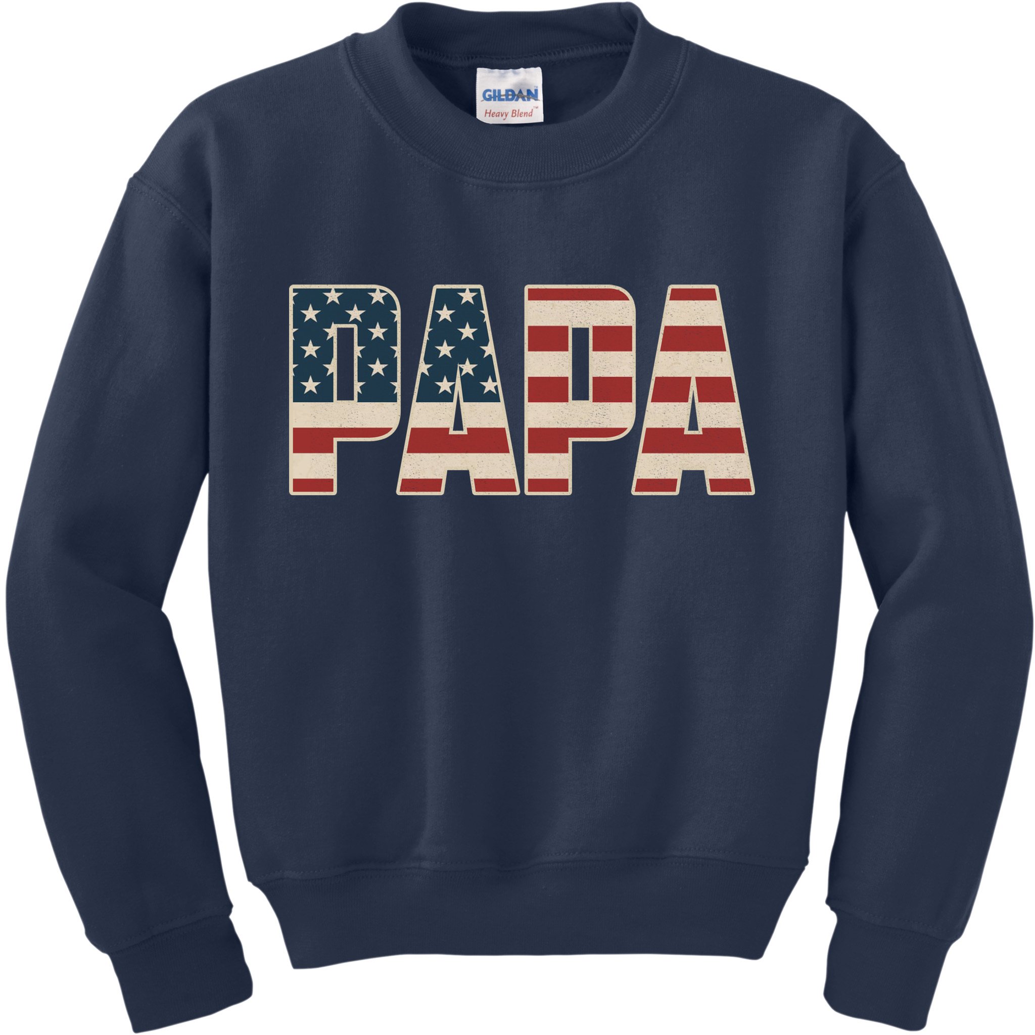 Papa Bold Patriotic American Flag Father’s Day Kids Sweatshirt