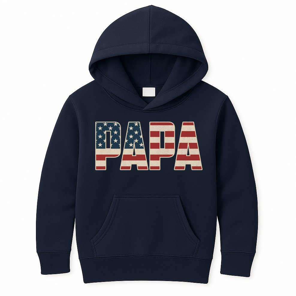 Papa Bold Patriotic American Flag Father’s Day Kids Hoodie