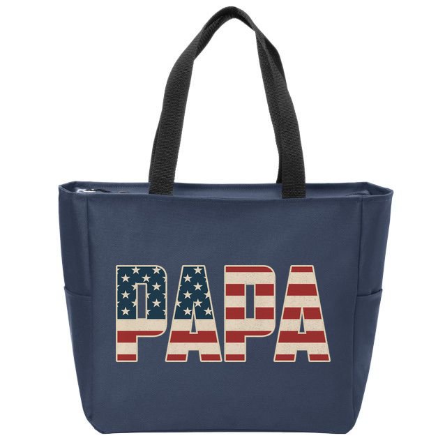 Papa Bold Patriotic American Flag Father’s Day Zip Tote Bag