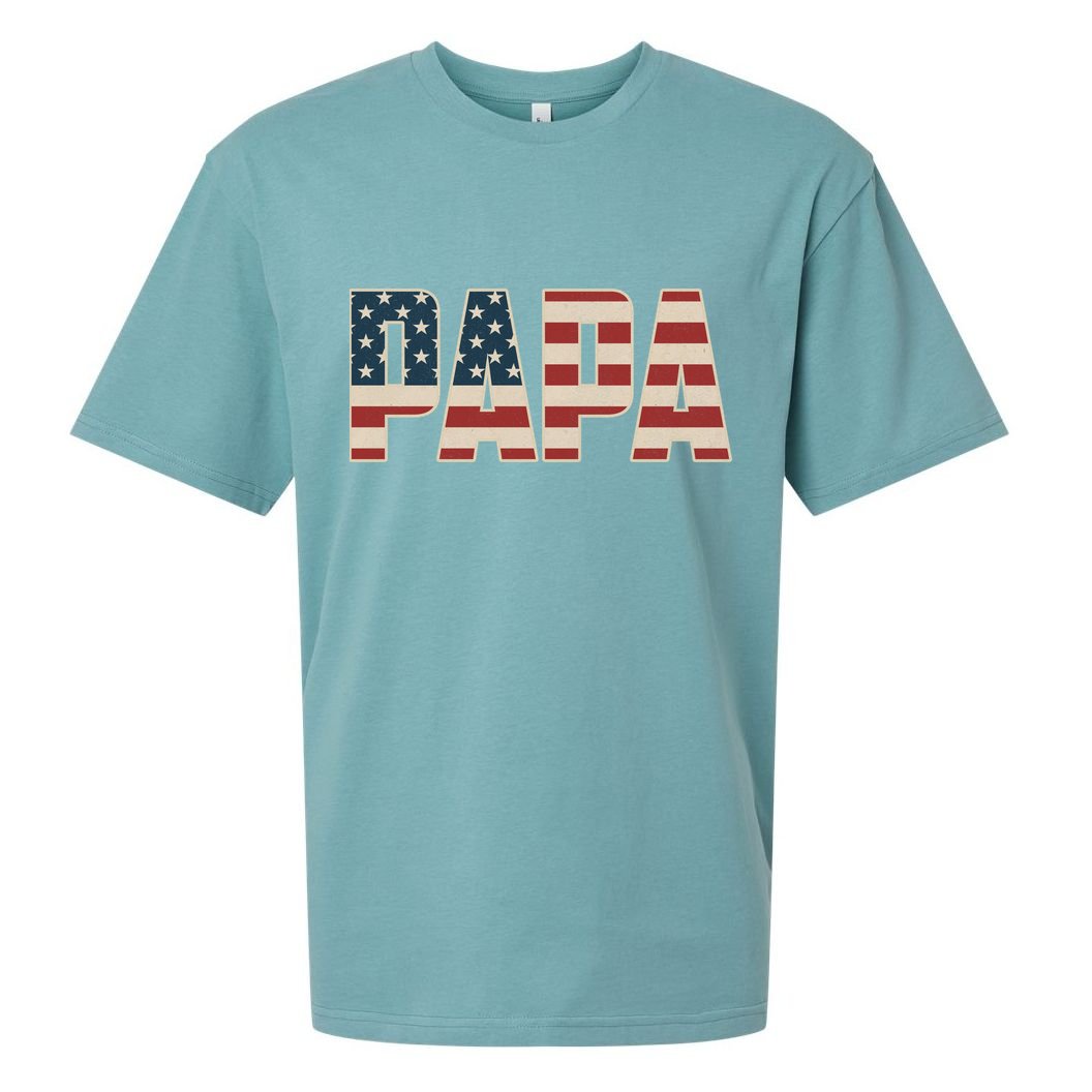 Papa Bold Patriotic American Flag Father’s Day Sueded Cloud Jersey T-Shirt