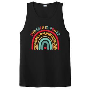 Powered By Prayer Cute Rainbow Praying Christian God Faith Funny Gift PosiCharge Competitor Tank