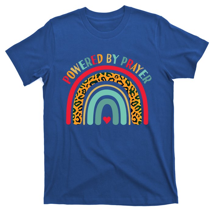 Powered By Prayer Cute Rainbow Praying Christian God Faith Funny Gift T-Shirt