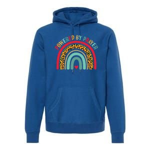 Powered By Prayer Cute Rainbow Praying Christian God Faith Funny Gift Premium Hoodie