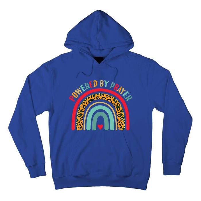 Powered By Prayer Cute Rainbow Praying Christian God Faith Funny Gift Tall Hoodie