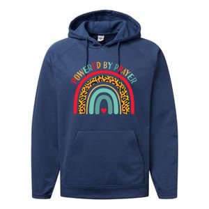 Powered By Prayer Cute Rainbow Praying Christian God Faith Funny Gift Performance Fleece Hoodie