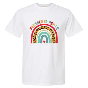 Powered By Prayer Cute Rainbow Praying Christian God Faith Funny Gift Garment-Dyed Heavyweight T-Shirt