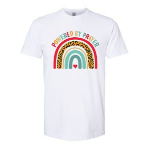 Powered By Prayer Cute Rainbow Praying Christian God Faith Funny Gift Softstyle CVC T-Shirt