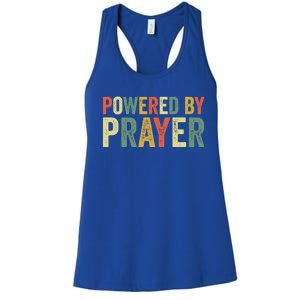 Powered By Prayer God Believer Pray Christian Faith Religion Gift Women's Racerback Tank