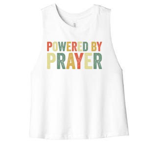 Powered By Prayer God Believer Pray Christian Faith Religion Gift Women's Racerback Cropped Tank