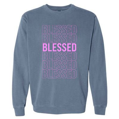 Pink BLESSED Pink Color Graphic Garment-Dyed Sweatshirt