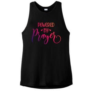 Powered By Prayer Gift Christian Faith Religious Outfit Gift Ladies PosiCharge Tri-Blend Wicking Tank