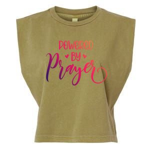 Powered By Prayer Gift Christian Faith Religious Outfit Gift Garment-Dyed Women's Muscle Tee