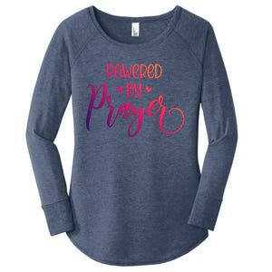 Powered By Prayer Gift Christian Faith Religious Outfit Gift Women's Perfect Tri Tunic Long Sleeve Shirt