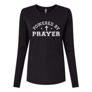 Powered By Prayer Praying Christian Cross Jesus Follower Great Gift Womens Cotton Relaxed Long Sleeve T-Shirt