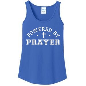 Powered By Prayer Praying Christian Cross Jesus Follower Great Gift Ladies Essential Tank