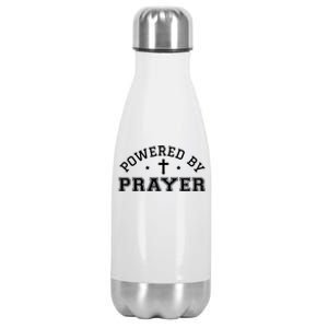 Powered By Prayer Praying Christian Cross Jesus Follower Great Gift Stainless Steel Insulated Water Bottle