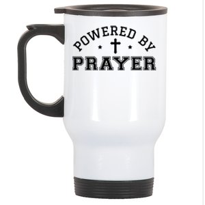 Powered By Prayer Praying Christian Cross Jesus Follower Great Gift Stainless Steel Travel Mug