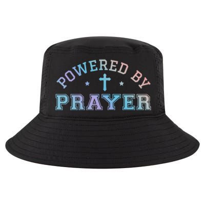 Powered By Prayer Praying Christian Cross Jesus Follower Gift Cool Comfort Performance Bucket Hat