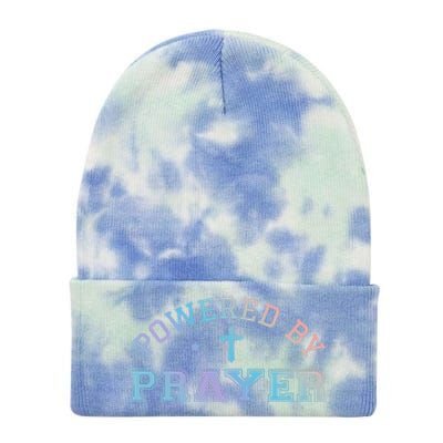 Powered By Prayer Praying Christian Cross Jesus Follower Gift Tie Dye 12in Knit Beanie