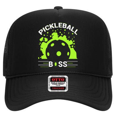 Pickleball Boss Paddles Sport Gift For Pickleball Team High Crown Mesh Back Trucker Hat