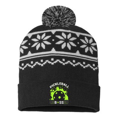 Pickleball Boss Paddles Sport Gift For Pickleball Team USA-Made Snowflake Beanie