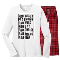 Pro Black Pro Brown Pro Weed Pro Gay Pro Hoe Women's Long Sleeve Flannel Pajama Set 