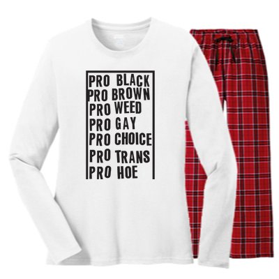 Pro Black Pro Brown Pro Weed Pro Gay Pro Hoe Women's Long Sleeve Flannel Pajama Set 