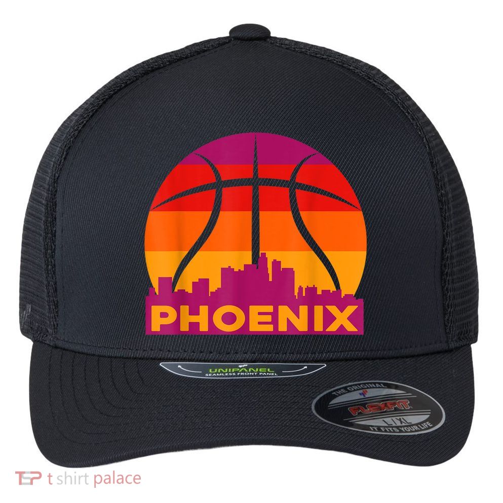 Phoenix Basketball, Phoenix Basketball BBall City Arizona State Retro Vintage Flexfit Unipanel Trucker Cap