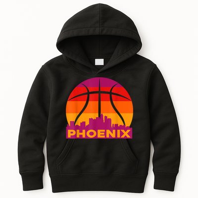Phoenix Basketball, Phoenix Basketball BBall City Arizona State Retro Vintage Kids Hoodie