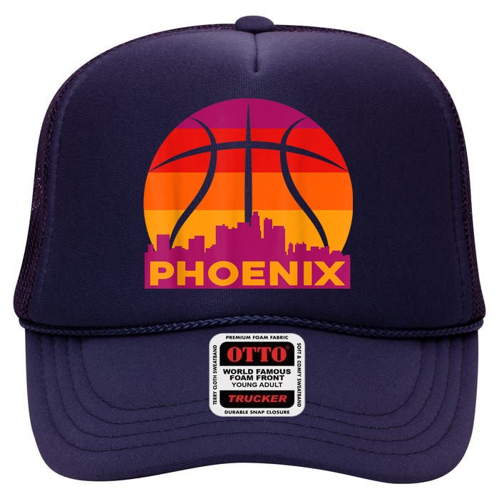 Phoenix Basketball, Phoenix Basketball BBall City Arizona State Retro Vintage High Crown Mesh Back Trucker Hat