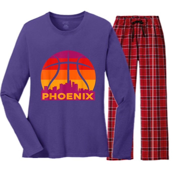 Phoenix Basketball, Phoenix Basketball BBall City Arizona State Retro Vintage Women's Long Sleeve Flannel Pajama Set 