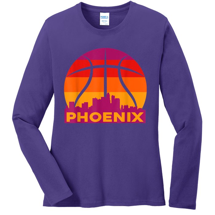 Phoenix Basketball, Phoenix Basketball BBall City Arizona State Retro Vintage Ladies Long Sleeve Shirt