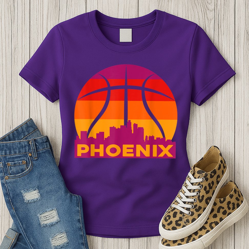 Phoenix Basketball, Phoenix Basketball BBall City Arizona State Retro Vintage Womens T-Shirt
