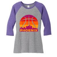 Phoenix Basketball, Phoenix Basketball BBall City Arizona State Retro Vintage Women's Tri-Blend 3/4-Sleeve Raglan Shirt