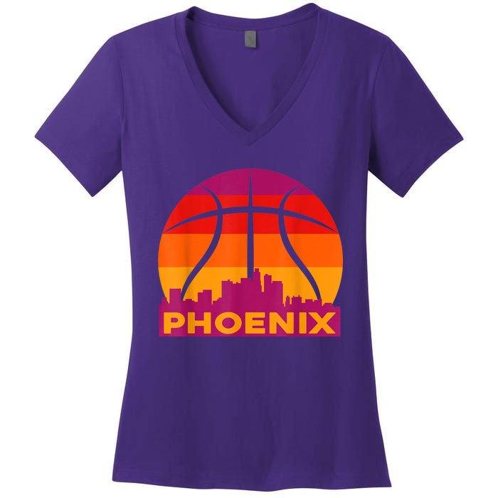 Phoenix Basketball, Phoenix Basketball BBall City Arizona State Retro Vintage Women's V-Neck T-Shirt