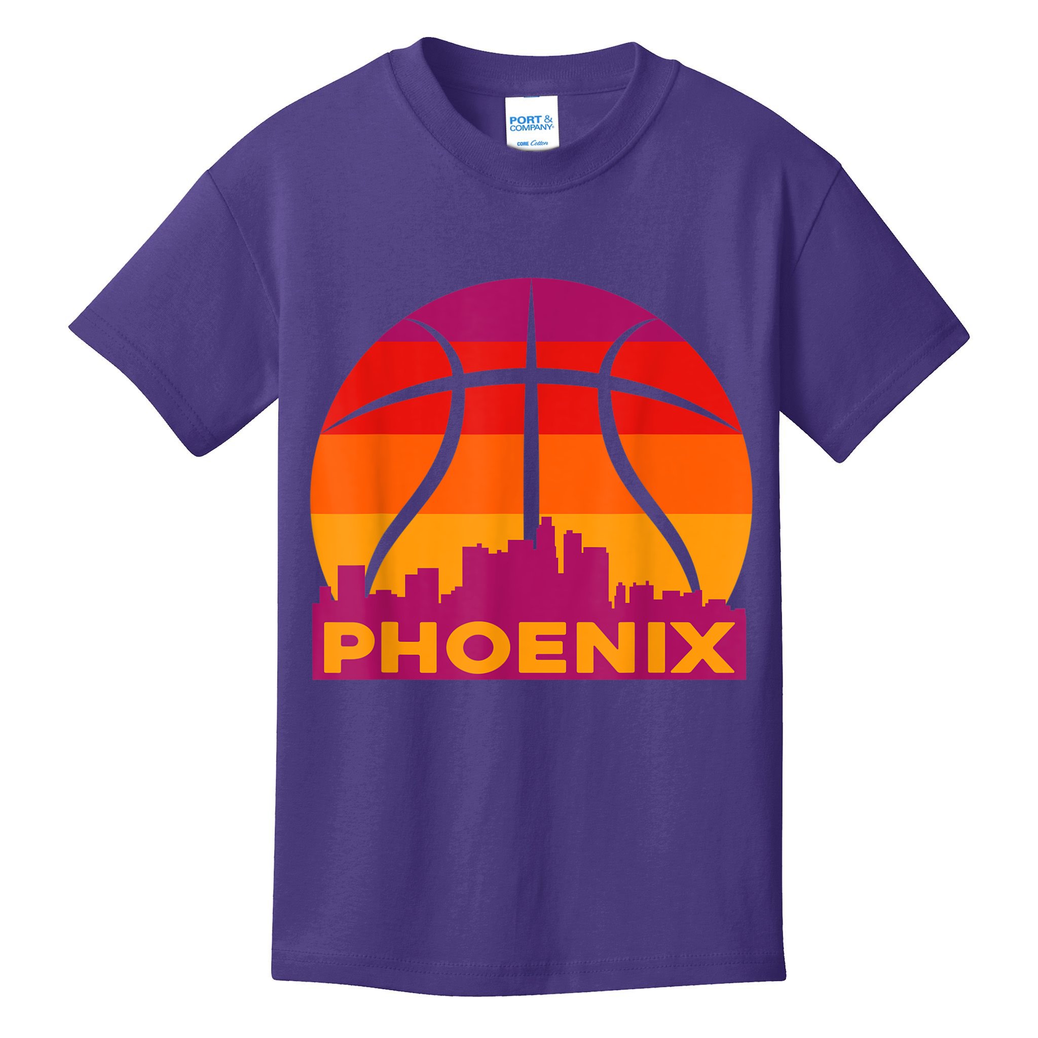 Phoenix Basketball, Phoenix Basketball BBall City Arizona State Retro Vintage Kids T-Shirt
