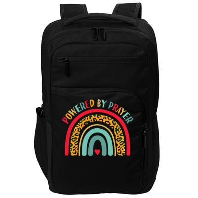 Powered By Prayer Cute Rainbow Praying Christian God Faith Gift Impact Tech Backpack