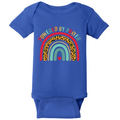 Powered By Prayer Cute Rainbow Praying Christian God Faith Gift Baby Bodysuit